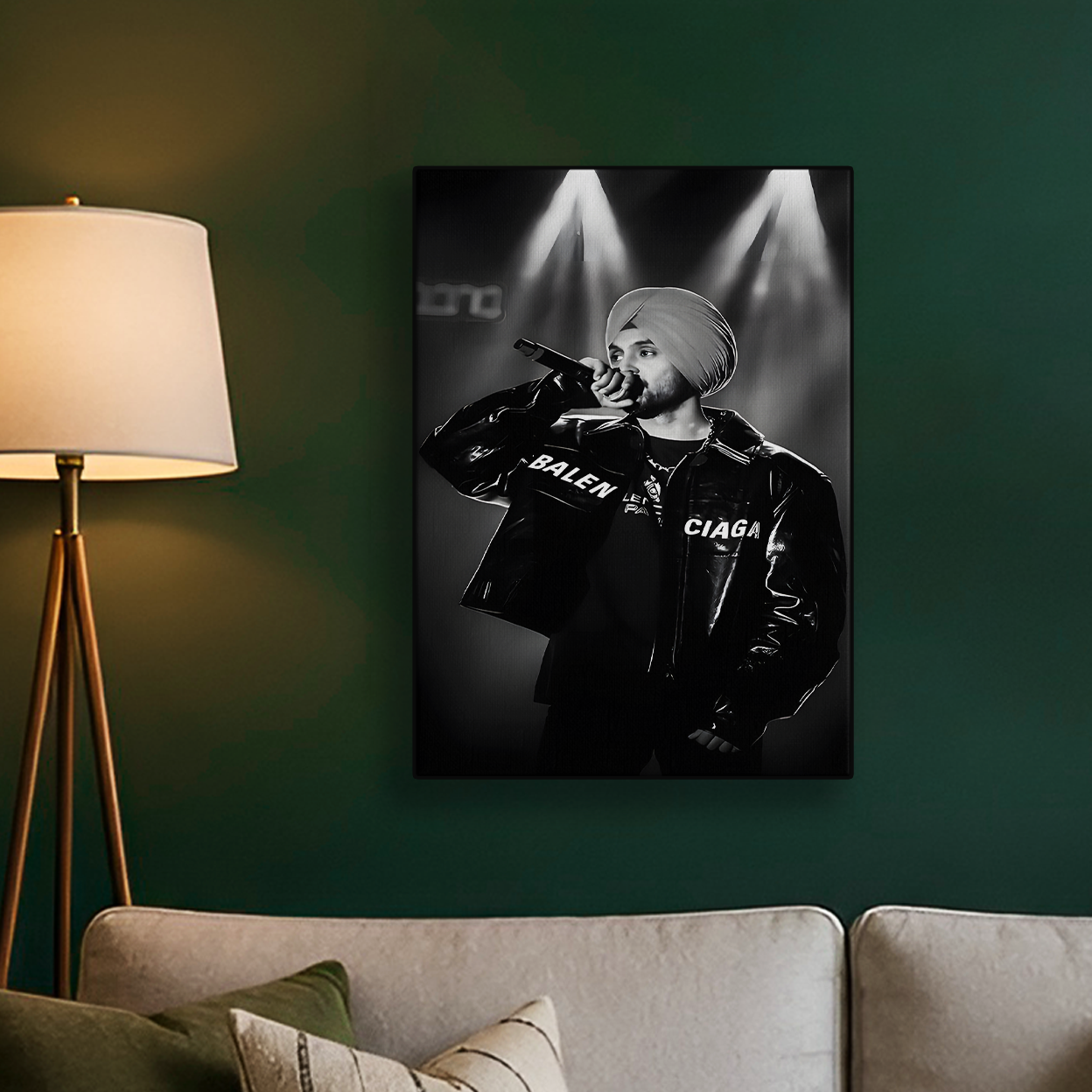 Black and White Diljit Dosanjh Poster