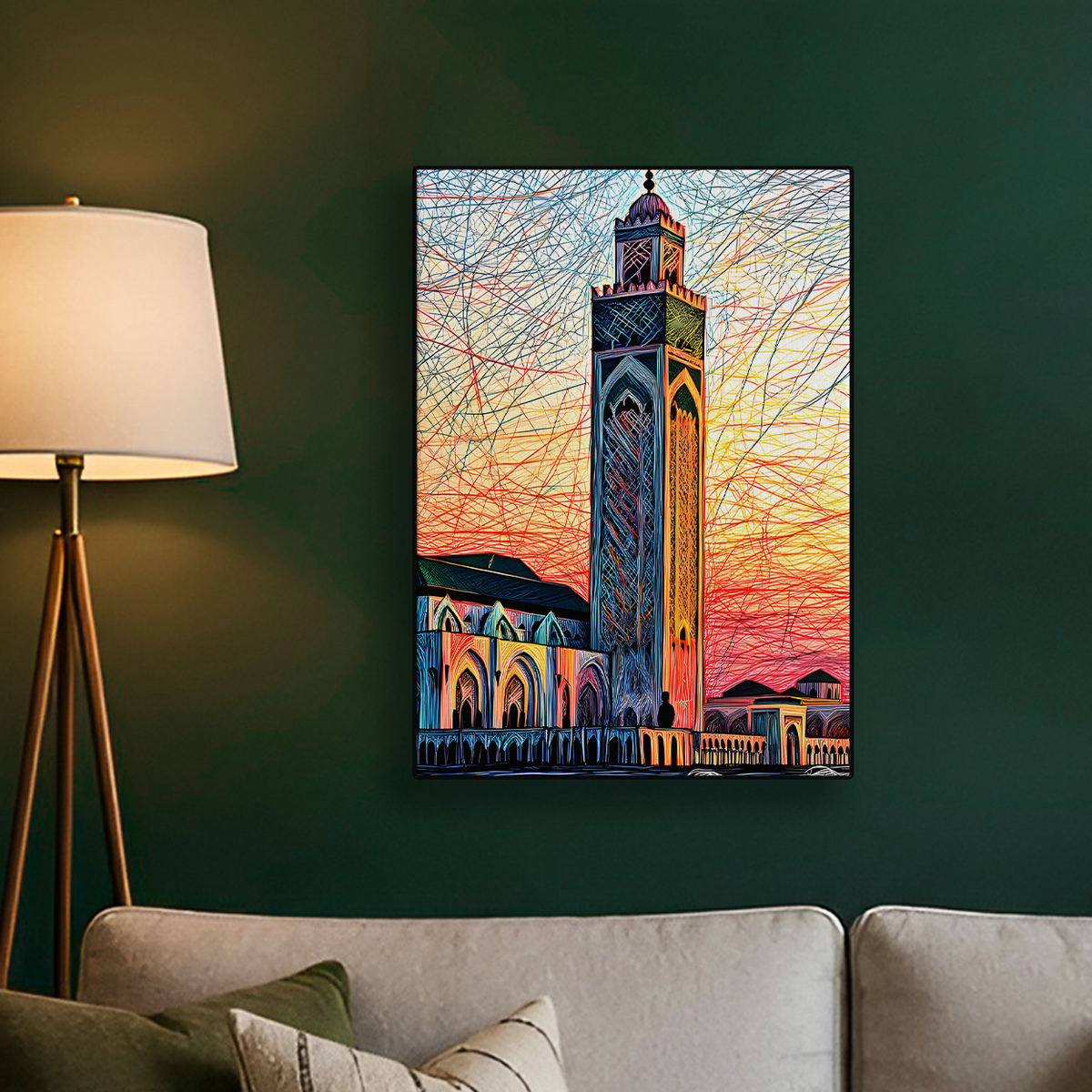Minaret Sunset Colorful Poster