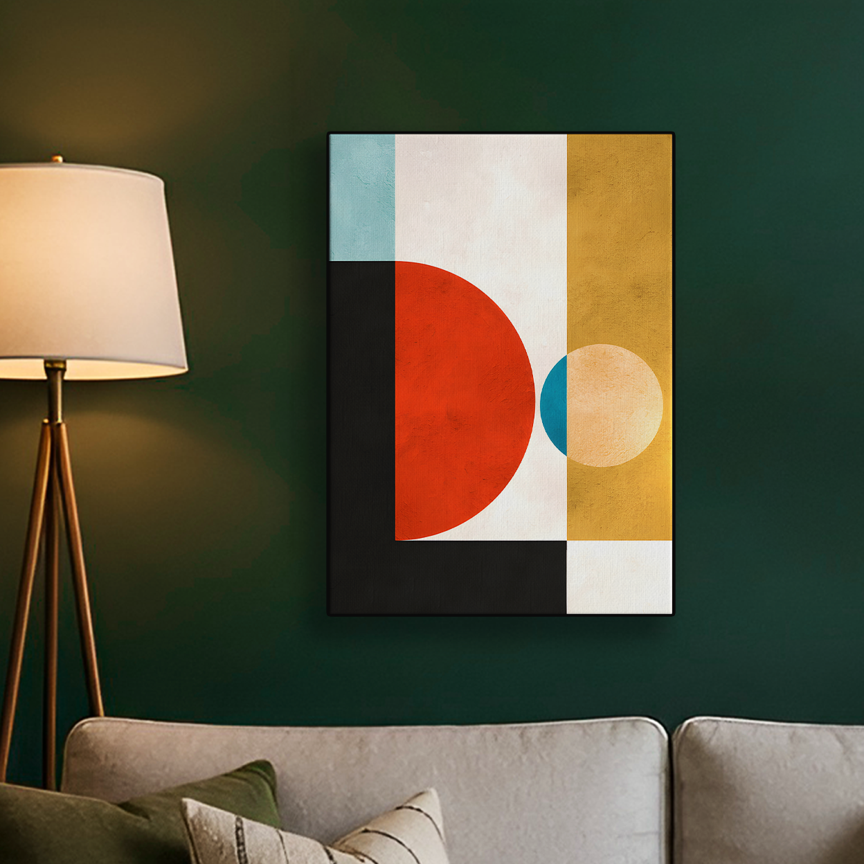 Geometric Color Block Teal Red Pink Poster