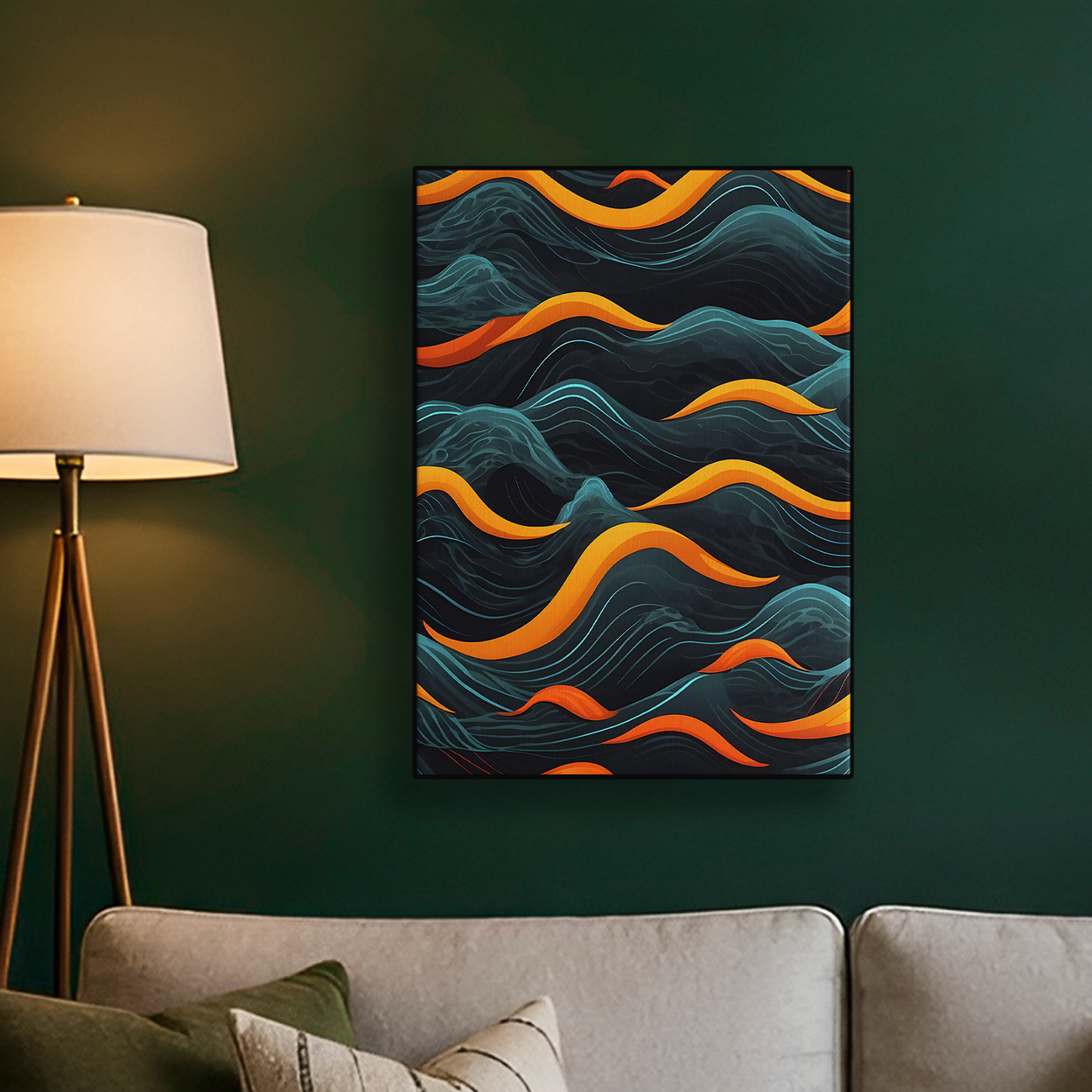 Teal and Orange Wave Poster