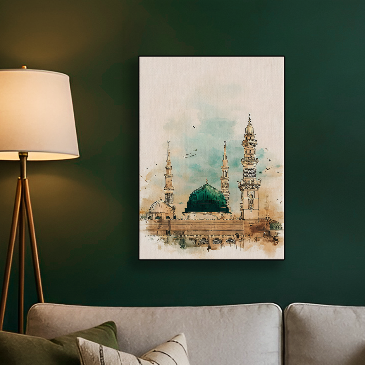 Green Dome Medina Watercolor Poster