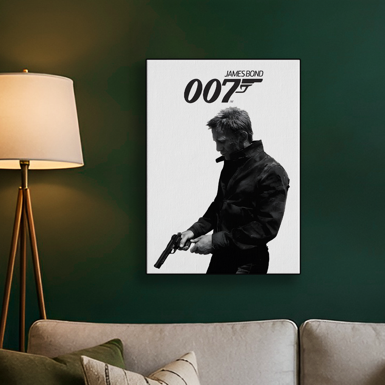 007 Black and White Poster