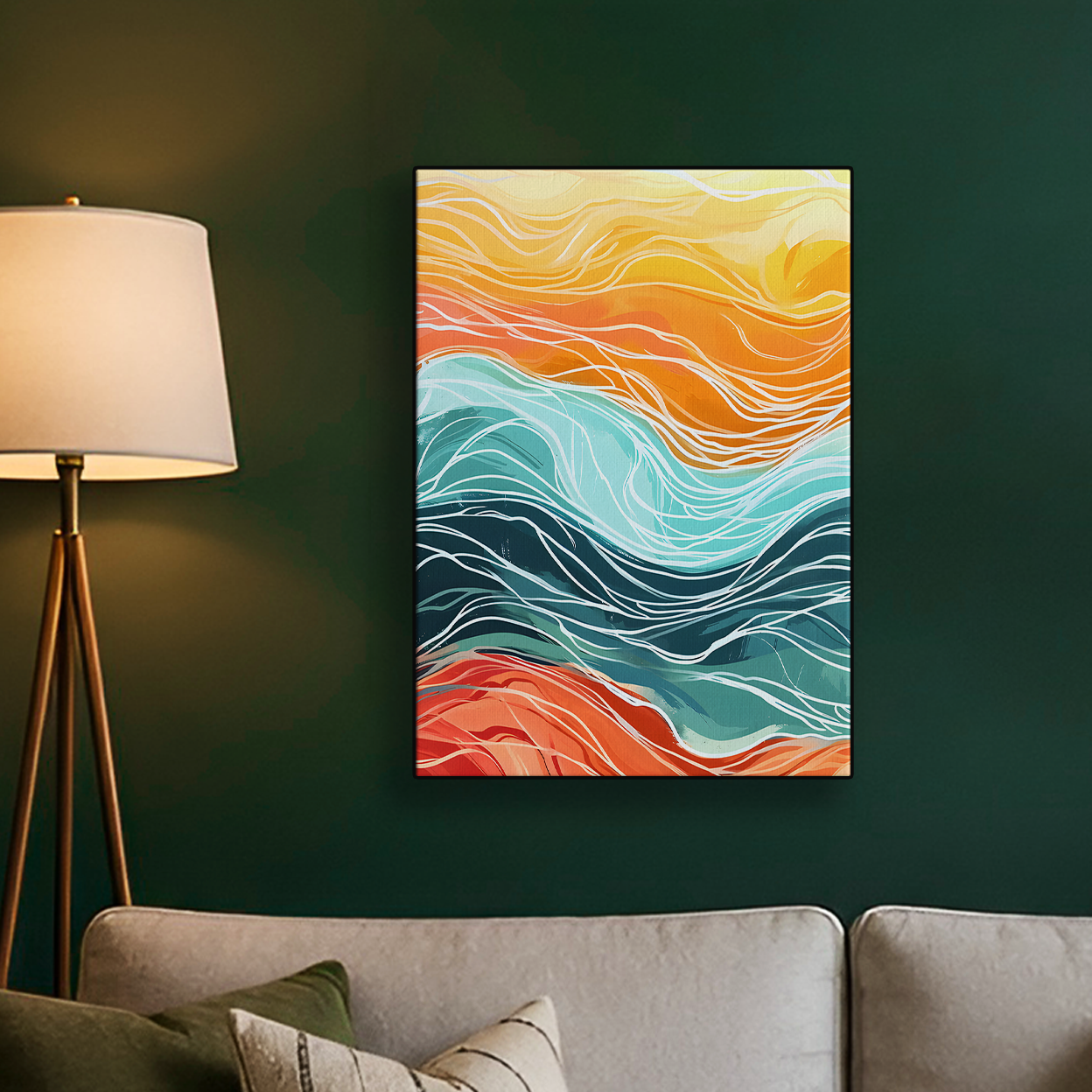 Orange and Teal Wave Poster