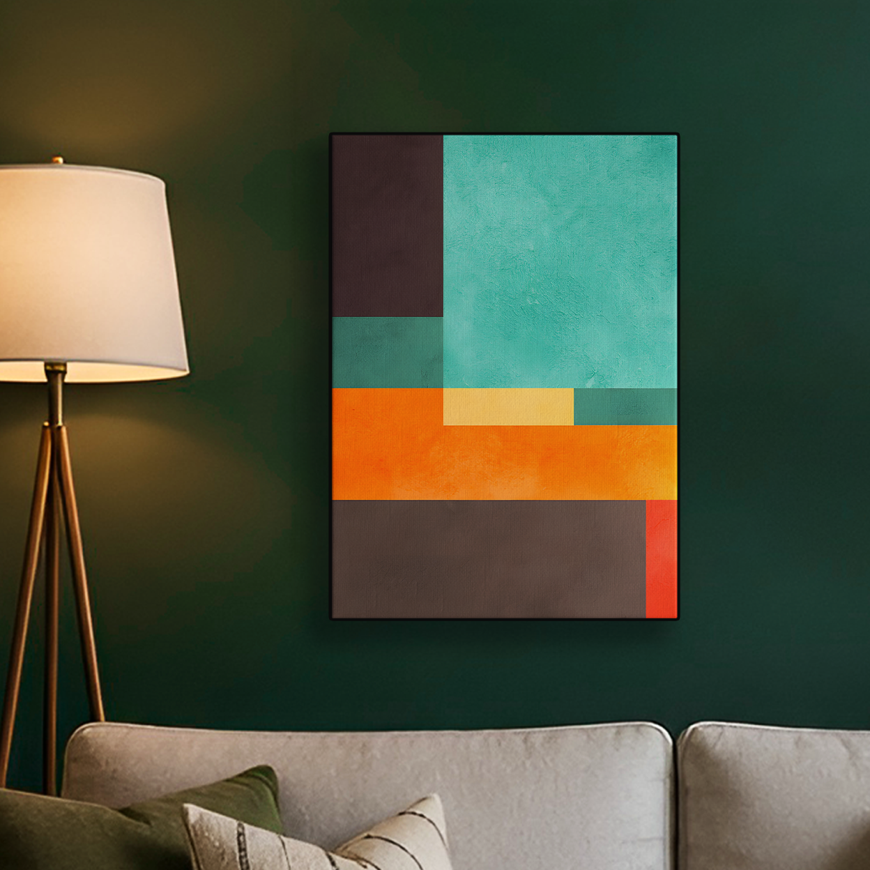 Geometric Abstract Dark Orange Square Poster