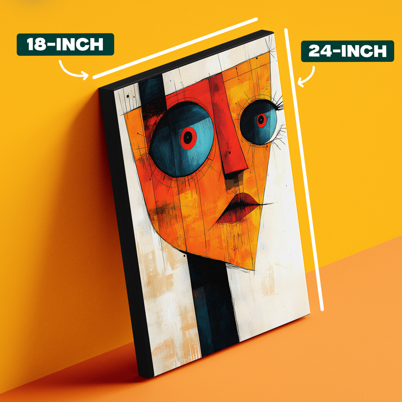 Cubist Face Orange Blue Poster