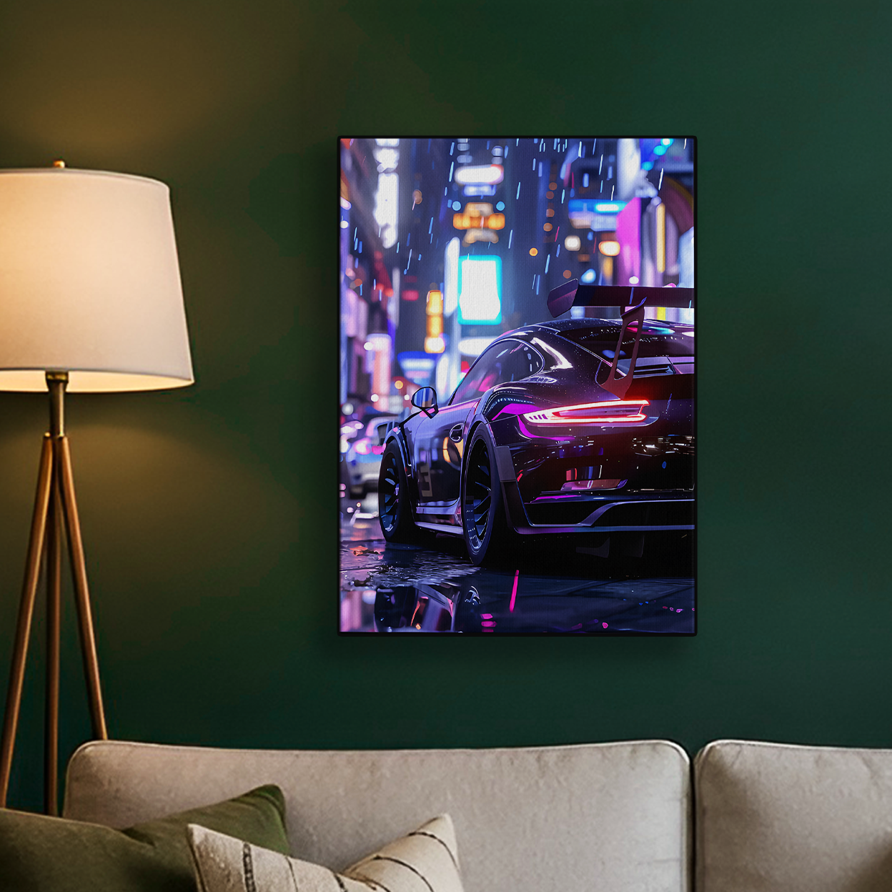 Neon Purple Street Car Poster