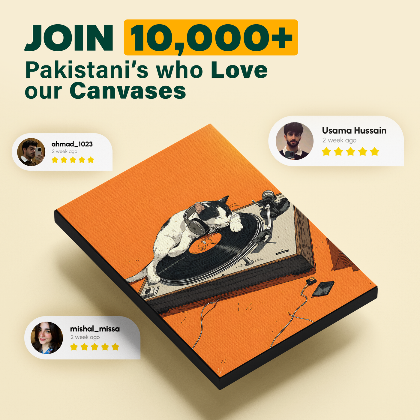Orange Turntable Cat Poster