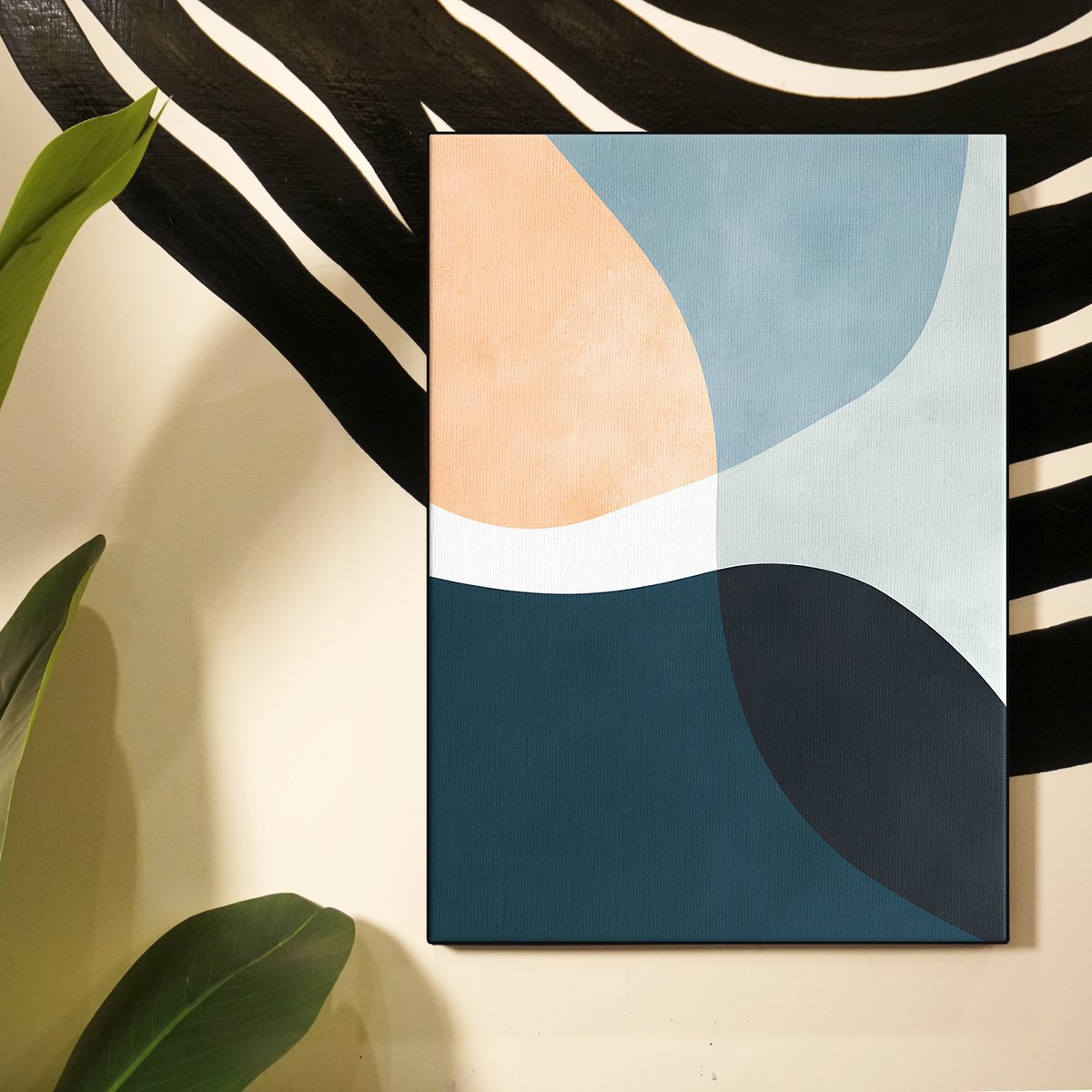 Geometric Abstract Shapes Gray Teal Poster