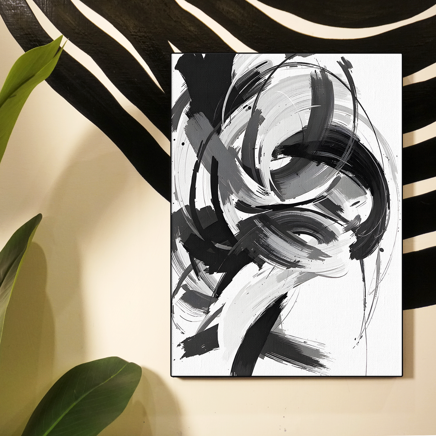 Black and White Brush Stroke Poster