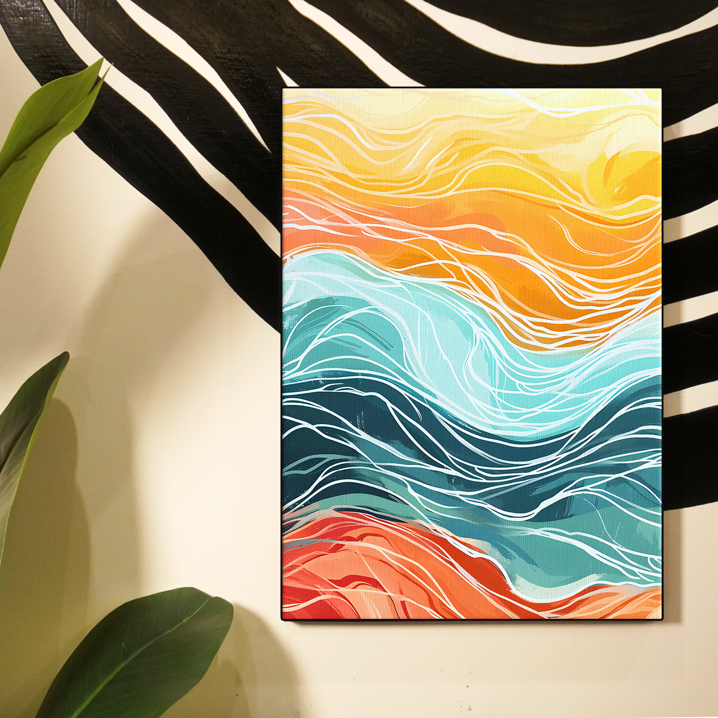 Orange and Teal Wave Poster