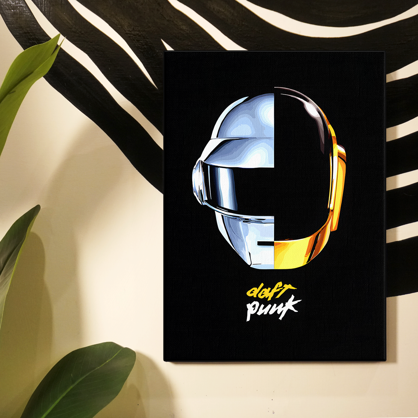 Daft Punk Helmet Black and White Poster