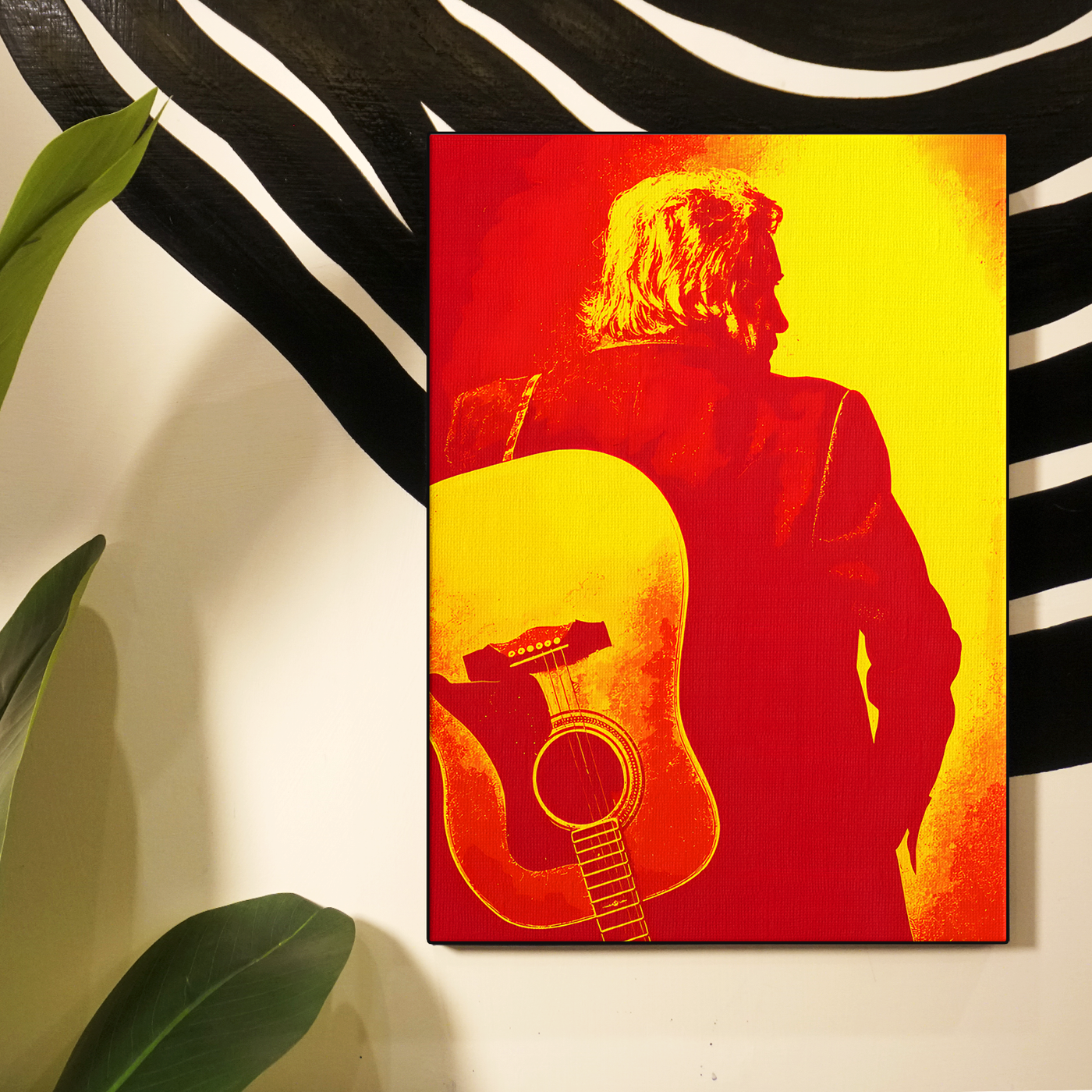 Gold Guitarist Silhouette Poster