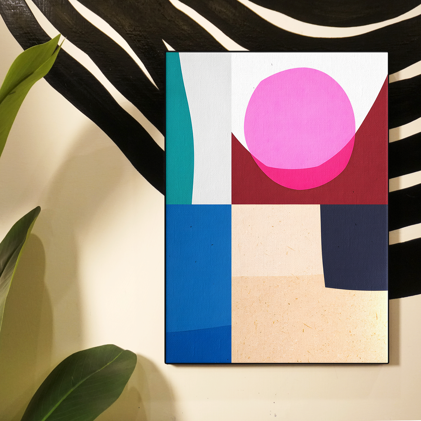 Geometric Color Block Pink Purple Poster