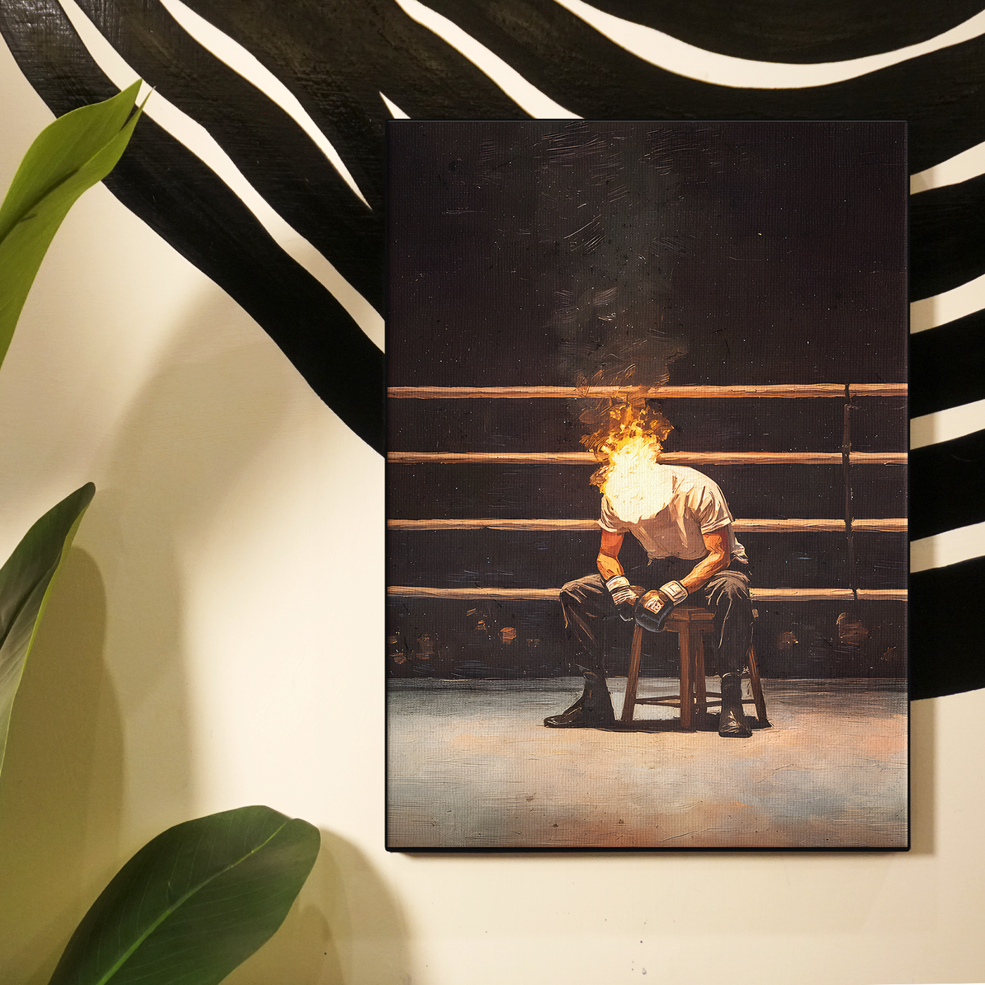 Boxer Silhouette Fire Poster