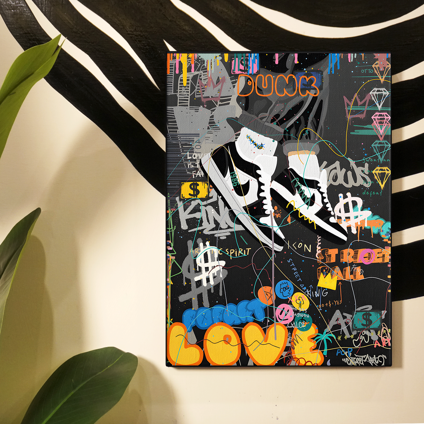 Sneaker Graffiti Art Black White Poster