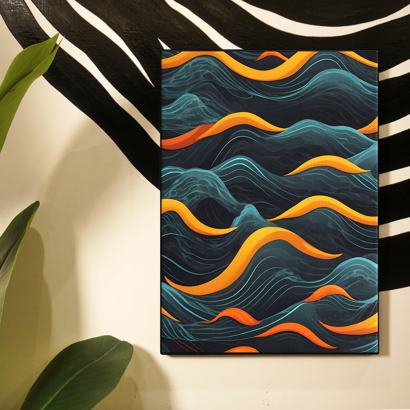 Teal and Orange Wave Poster
