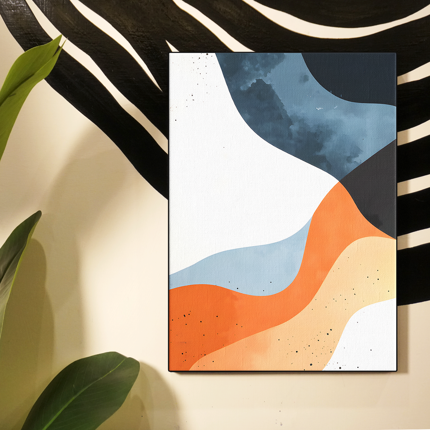 Geometric Abstract Blue Orange Organic Poster