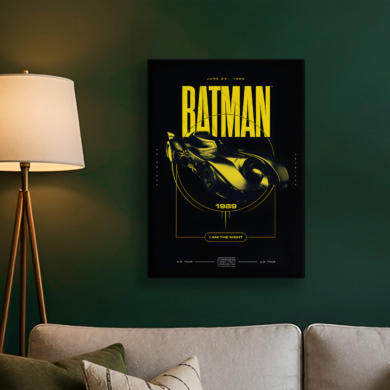 Batman Logo Yellow Car Poster