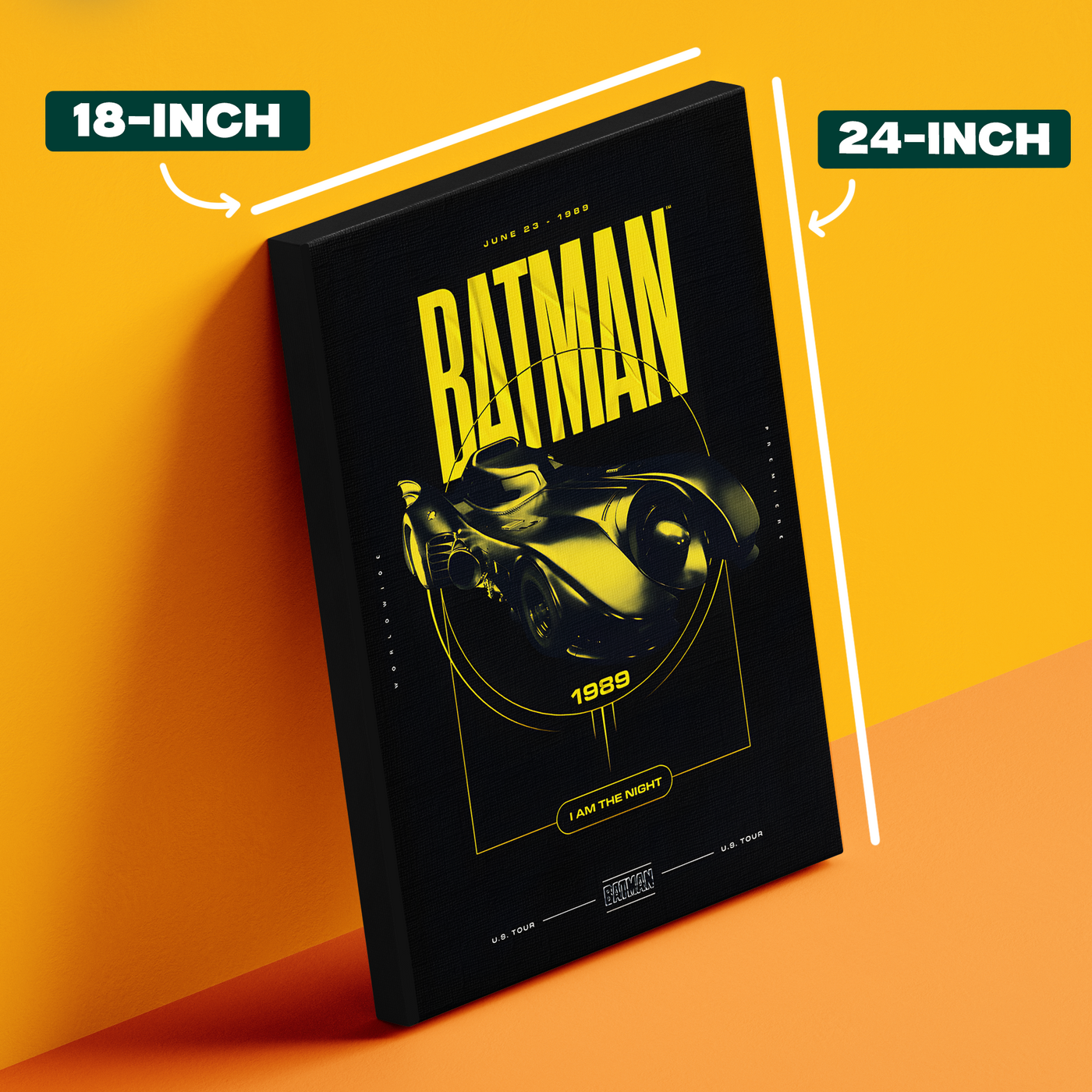 Batman Logo Yellow Car Poster