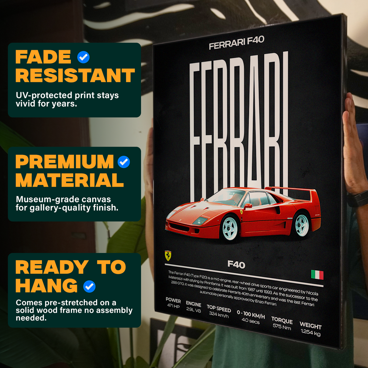 Ferrari F40 Red Poster