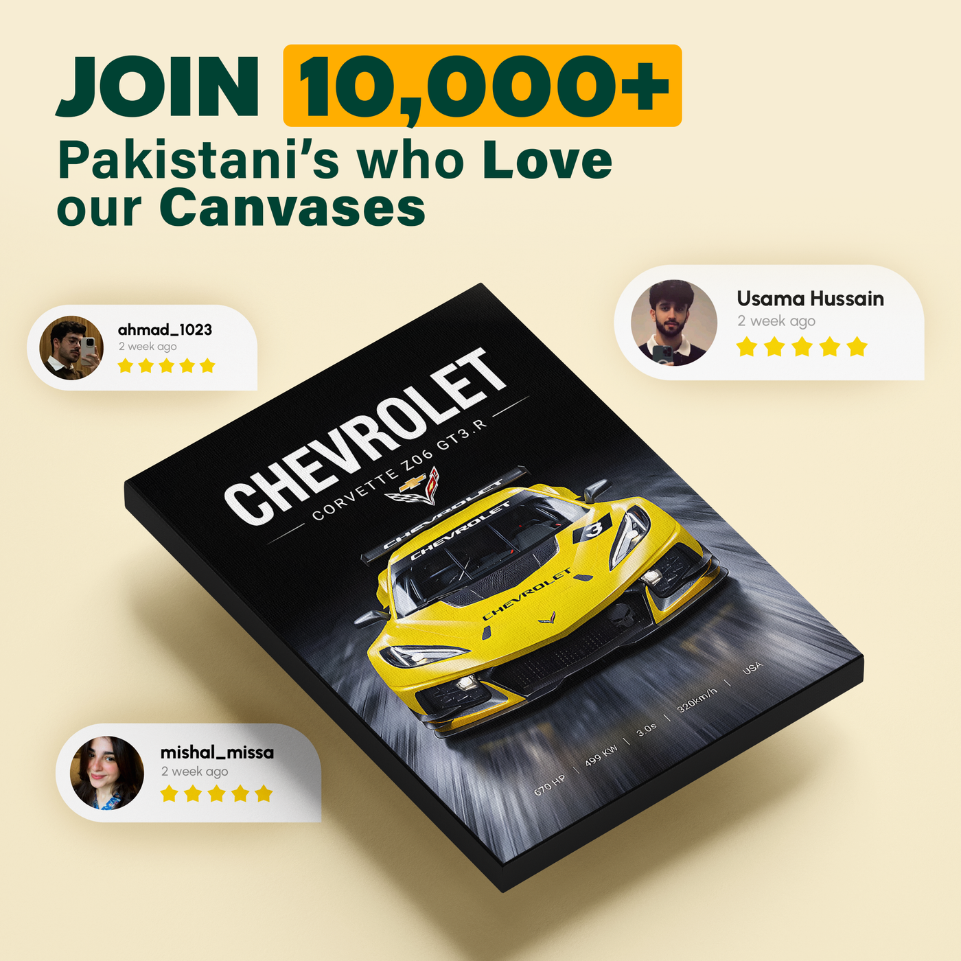 Chevrolet Corvette Yellow Poster