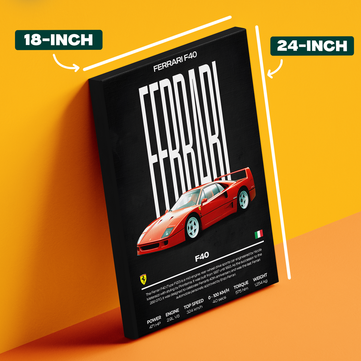 Ferrari F40 Red Poster