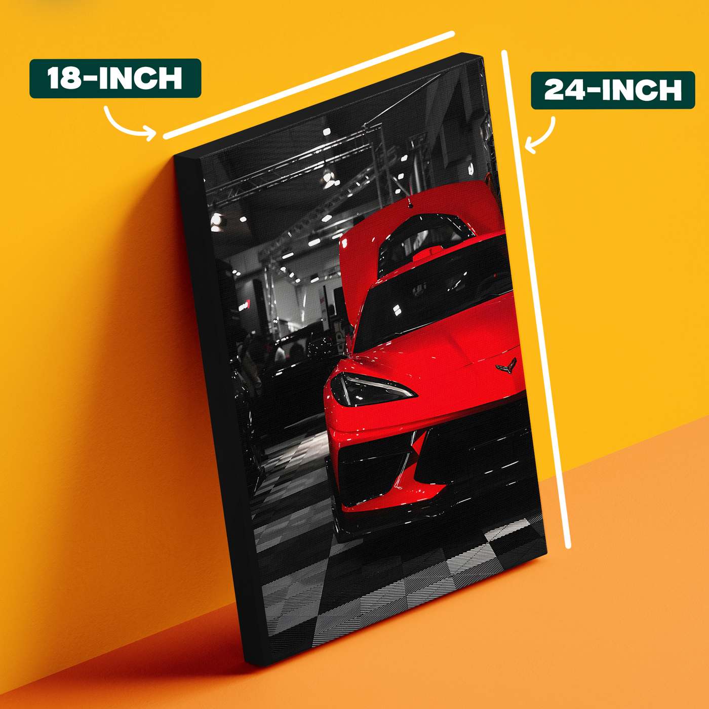 Red Car Headlights Night Poster