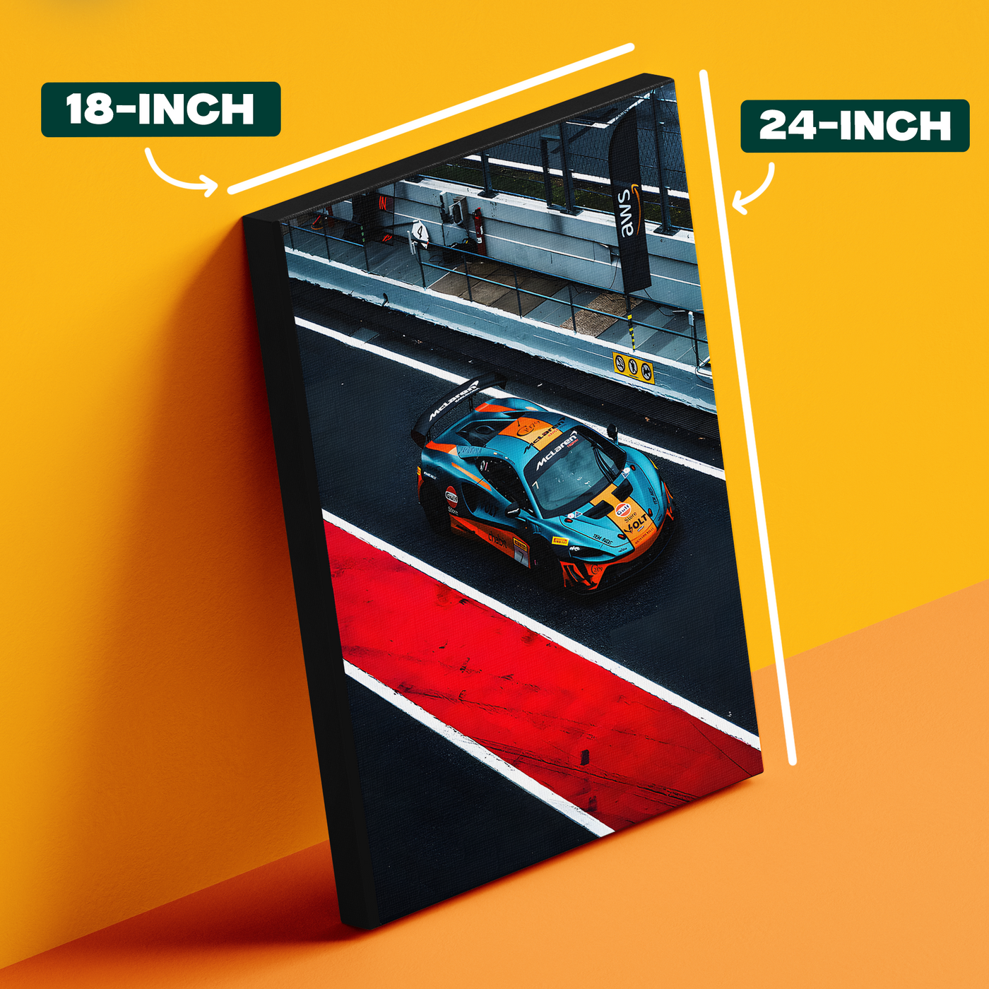 Blue Race Car Track Poster