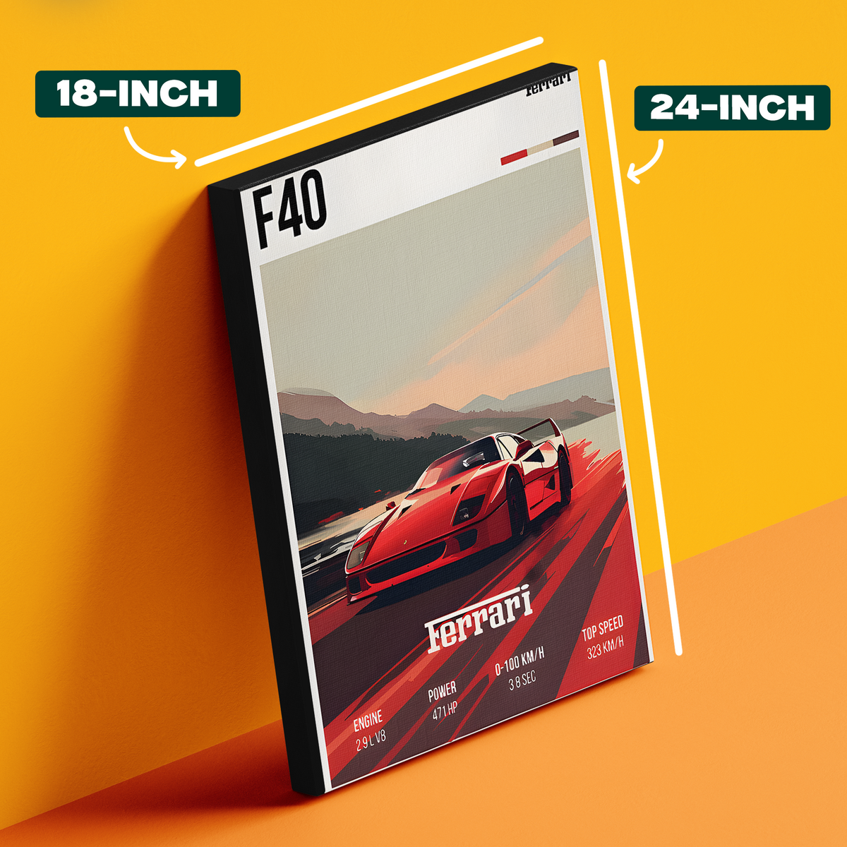 Ferrari F40 Sunset Poster