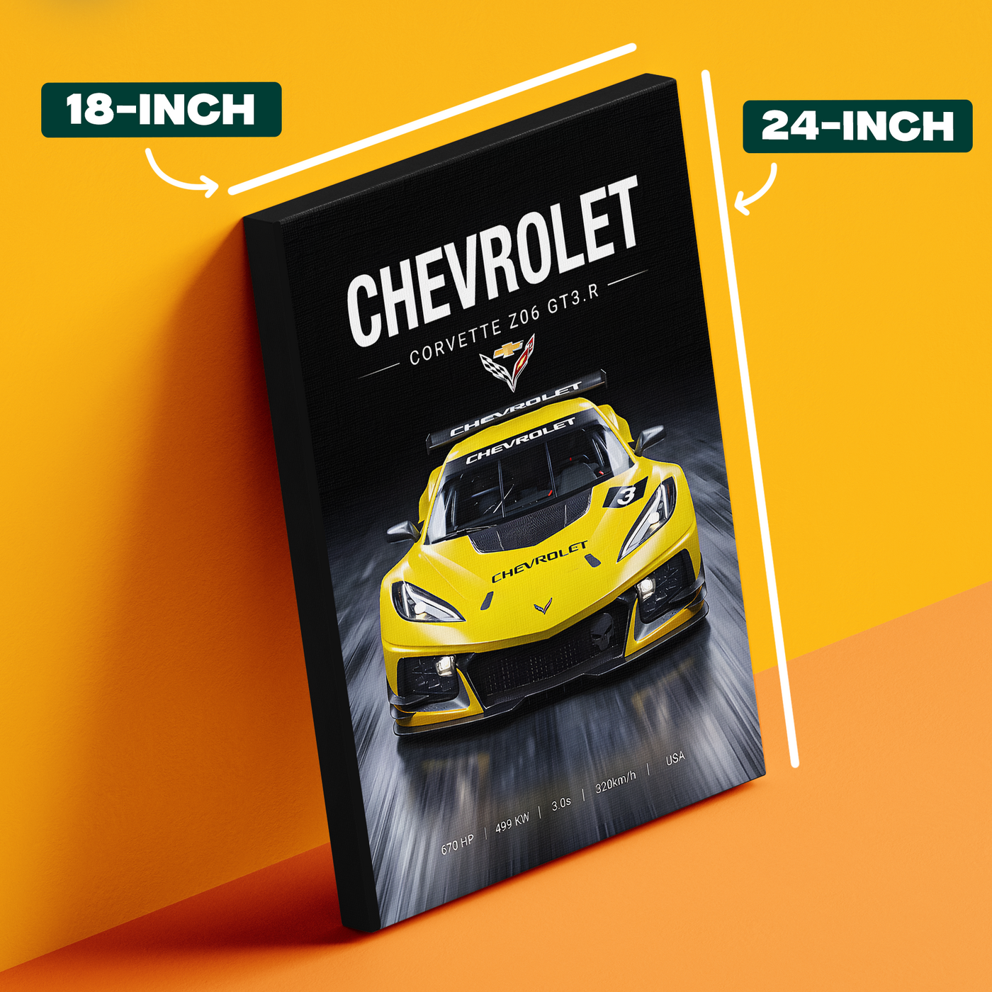 Chevrolet Corvette Yellow Poster