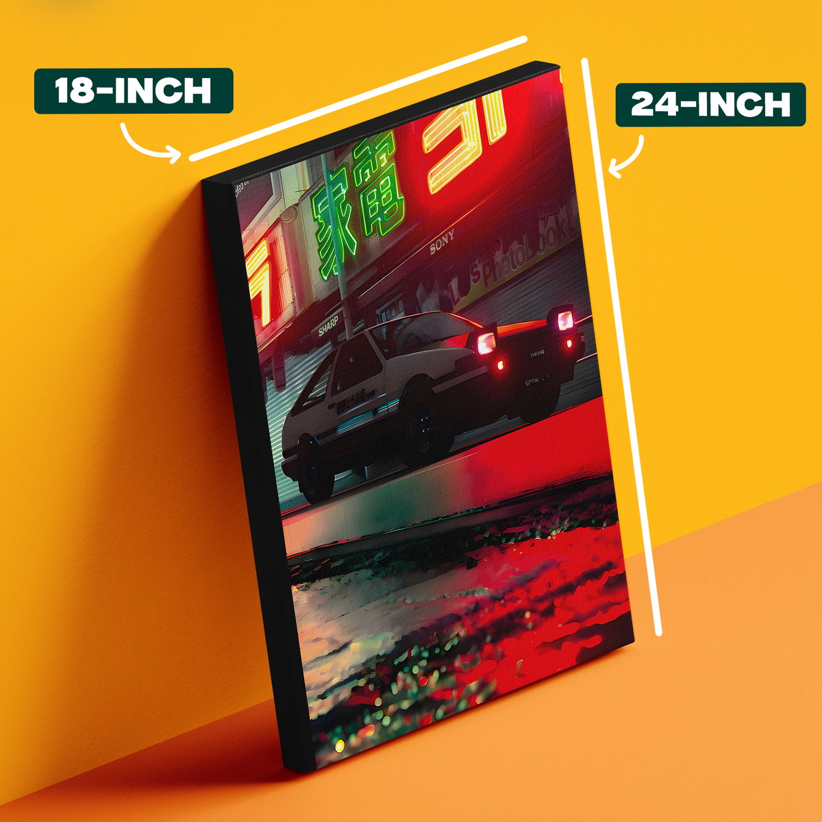 Red Neon Car Poster
