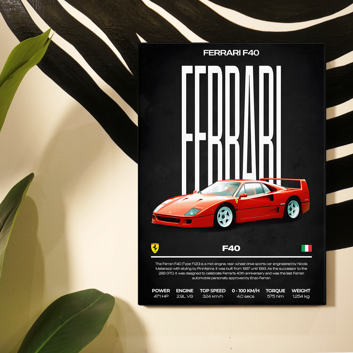 Ferrari F40 Red Poster