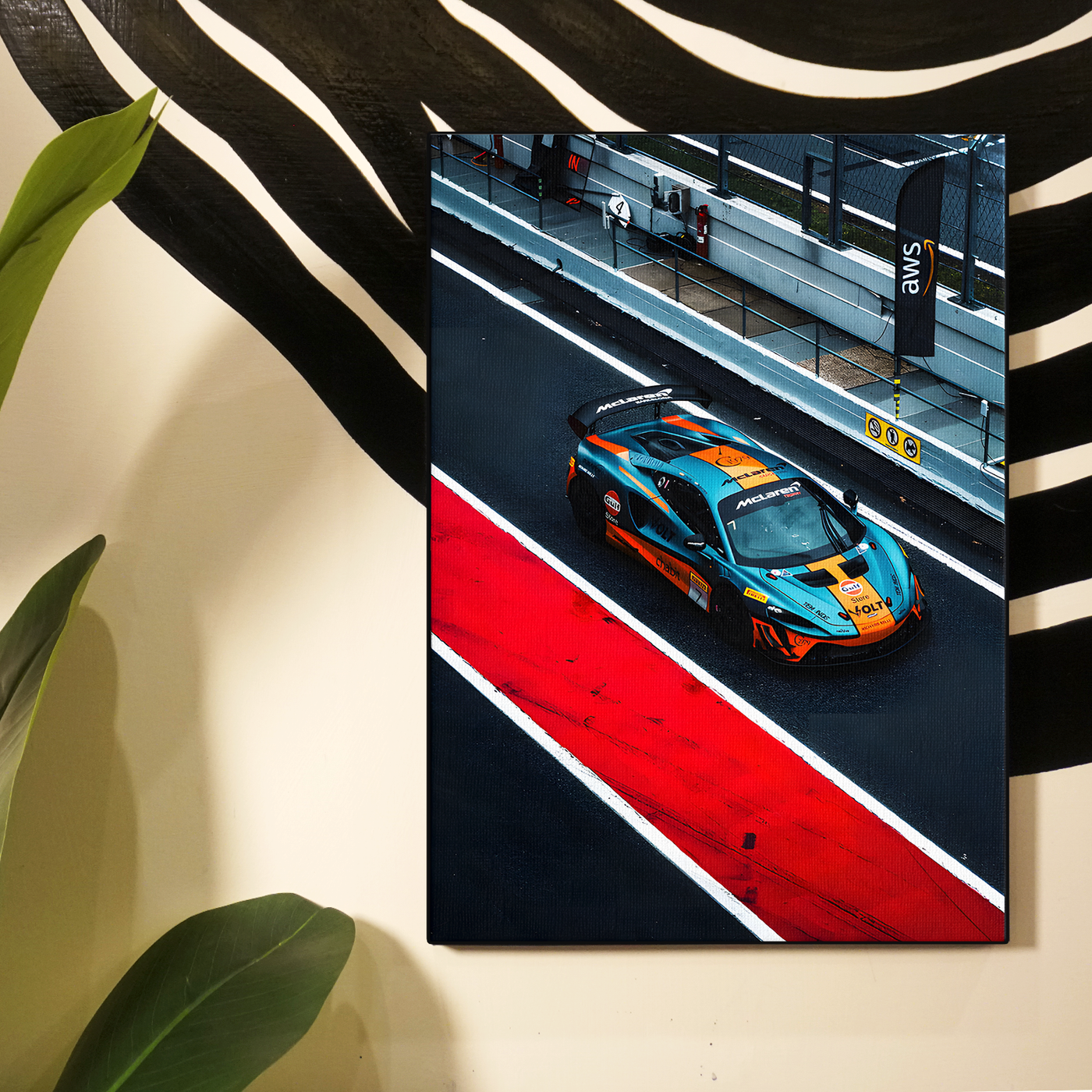 Blue Race Car Track Poster
