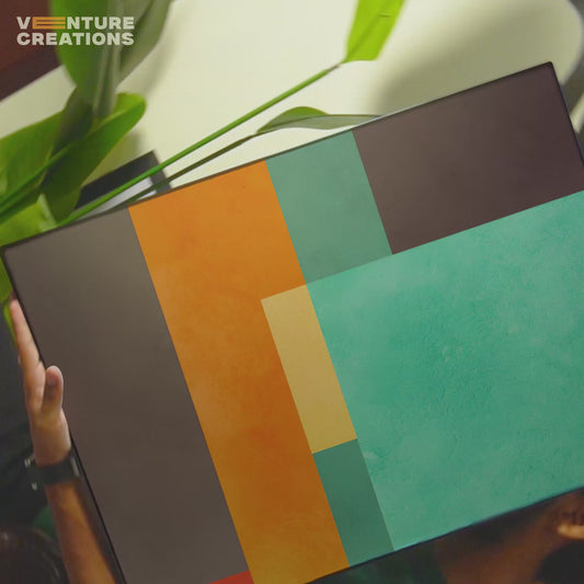 Geometric Abstract Dark Orange Square Poster