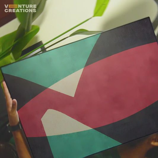 Geometric Abstract Shapes Dark Red Teal Poster