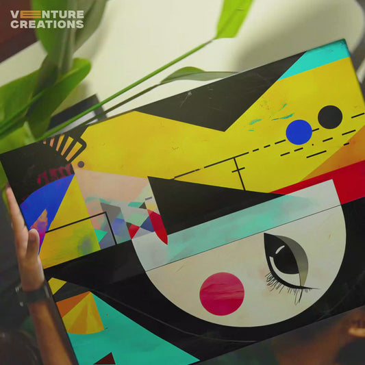 Cubist Face Colorful Geometric Poster