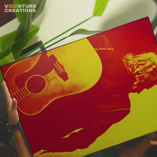 Gold Guitarist Silhouette Poster