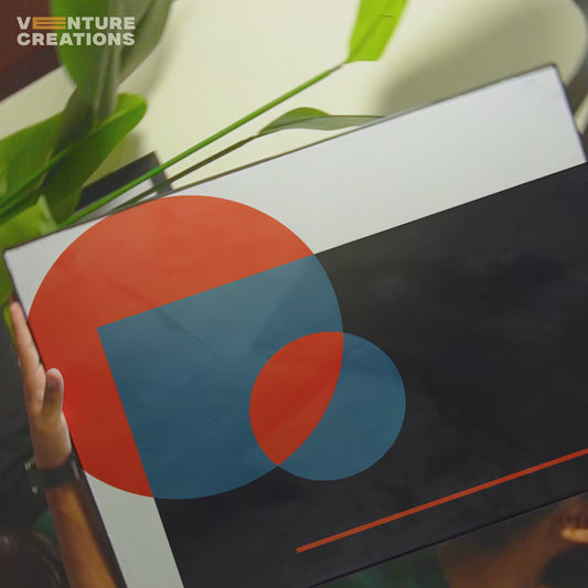 Geometric Abstract Blue Red Circle Poster