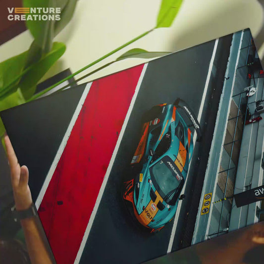 Blue Race Car Track Poster