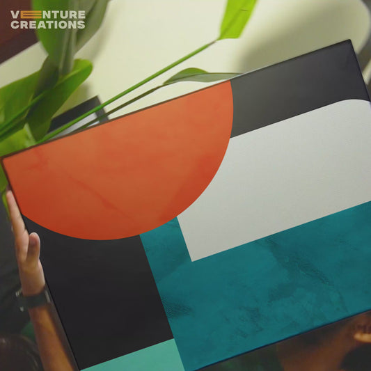 Geometric Abstract Shapes Black Teal Orange Poster