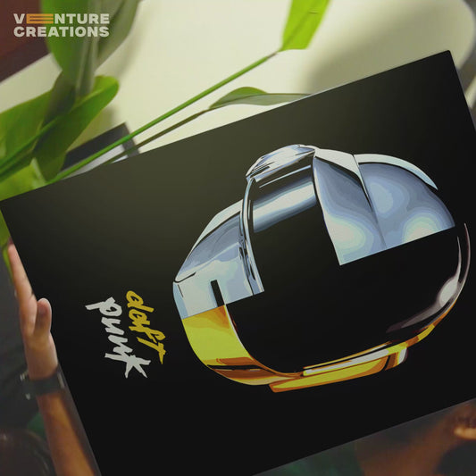 Daft Punk Helmet Black and White Poster