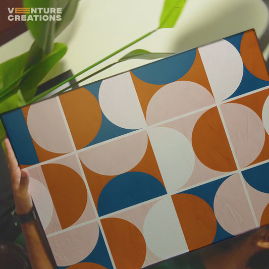 Geometric Abstract Shapes Orange Navy Poster