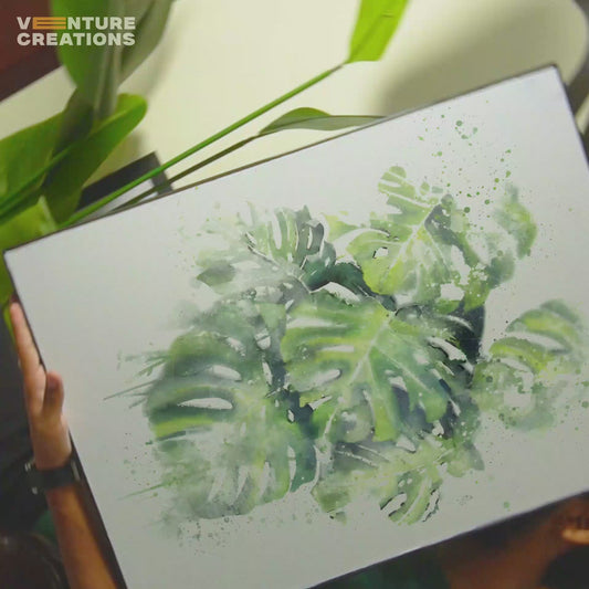 Watercolor Botanical Leaves Pattern Poster