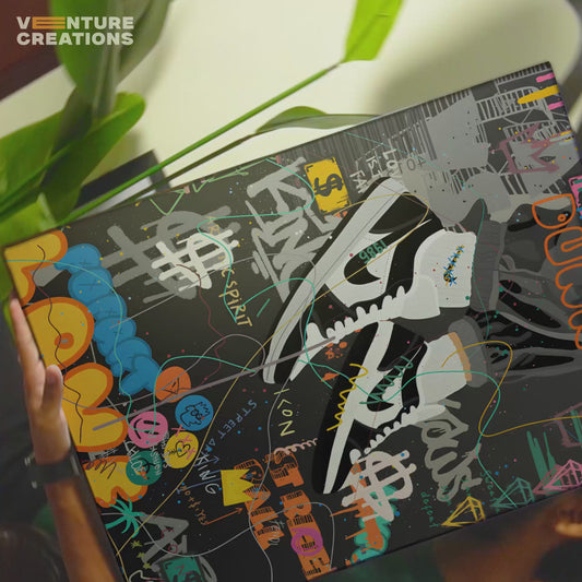Sneaker Graffiti Art Black White Poster