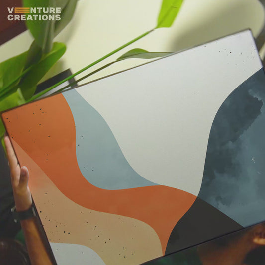 Geometric Abstract Blue Orange Organic Poster