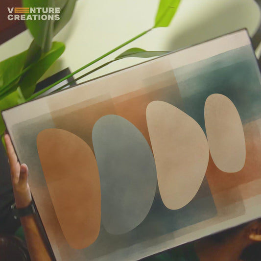 Abstract Balance Stones Teal Poster
