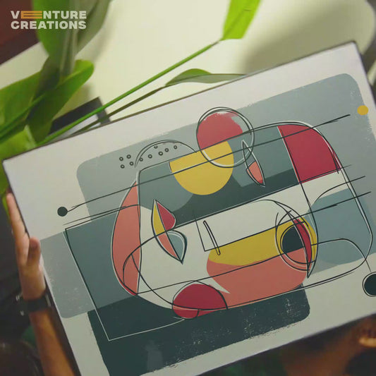 Cubist Face Gray Red Poster