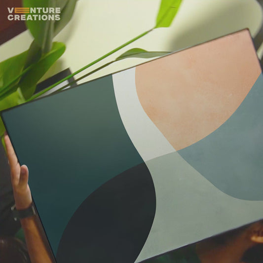 Geometric Abstract Shapes Gray Teal Poster