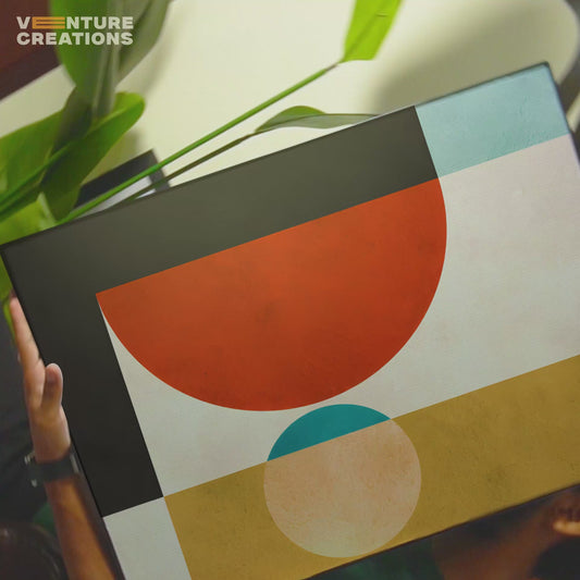 Geometric Color Block Teal Red Pink Poster