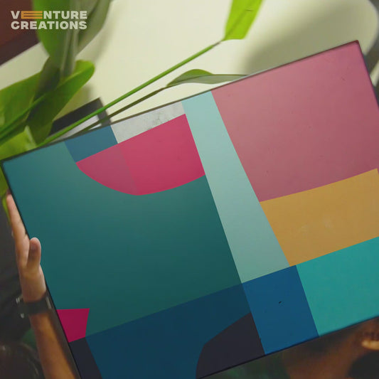 Geometric Color Block Blue Orange Pink Poster